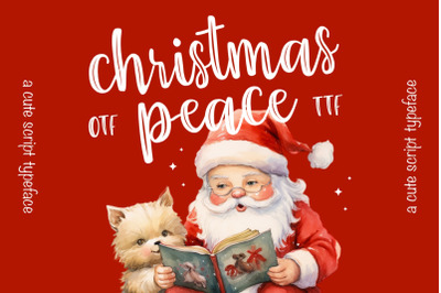 Christmas Peace Font, Script Font, Handwriting, Calligraphy Style