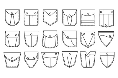 Isolated patch pockets templates. Denim pocket, jacket uniform patches