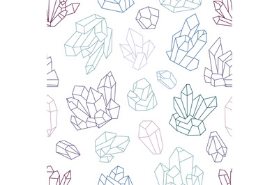 Diamond stone crystals seamless pattern. Geometry gemstone abstract cl