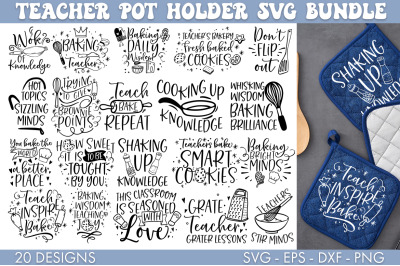Teacher Pot Holder Oven Mitten SVG Bundle
