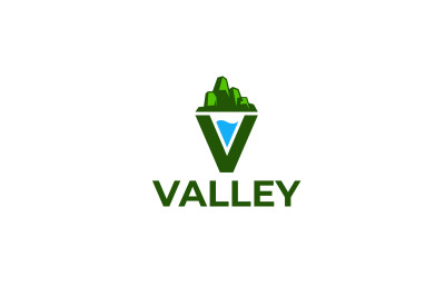 letter v mountains vector template logo design