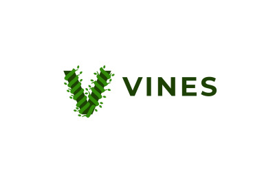letter v nature leaves vector template logo design