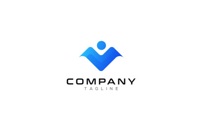 letter v people vector template logo design
