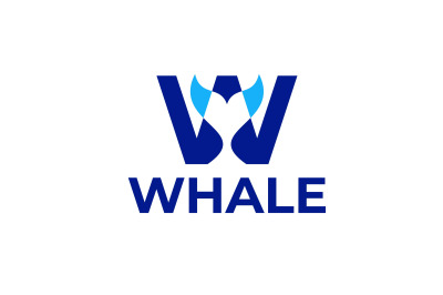 letter w whale vector template logo design
