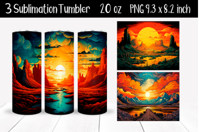 Set Landscape Sublimation Tumbler Wrap 20 oz