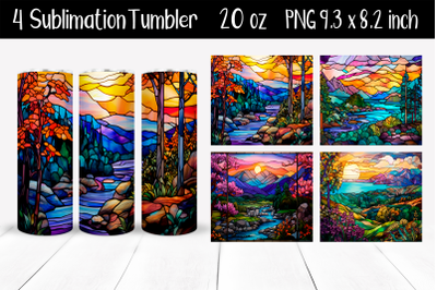 Set Stained glass Sublimation Tumbler Wrap 20 oz