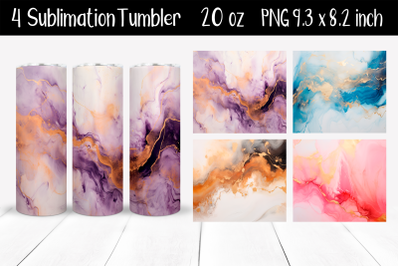 Set Marble stains Sublimation Tumbler Wrap 20 oz