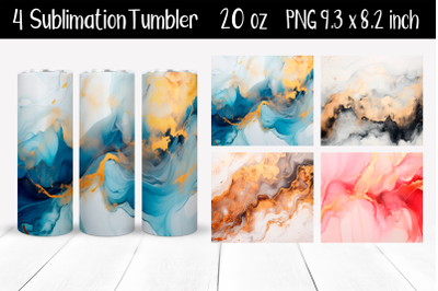 Set Marble stains Sublimation Tumbler Wrap 20 oz