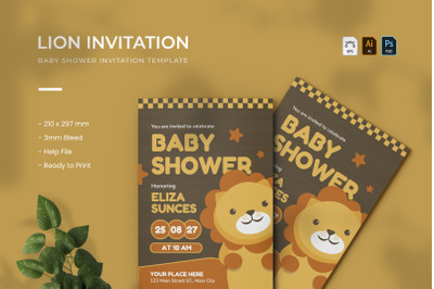 Lion - Baby Shower Invitation