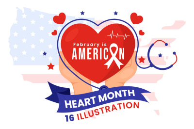 16 February is American Heart Month Illustration