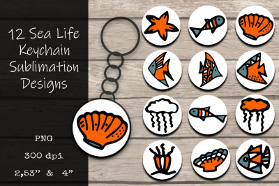 Sea Life Keychain Sublimation PNG Designs