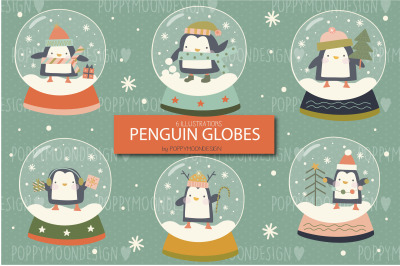 Penguin Globes clipart set