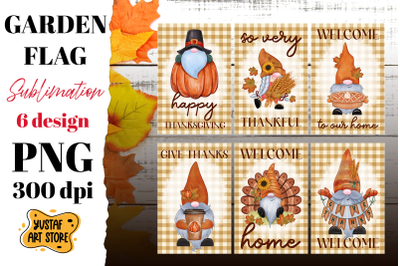 Thanksgiving garden flag bundle. 6 Thanksgiving gnome design
