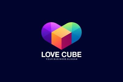 love cube vector template logo design