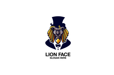 magician lion face vector template logo design