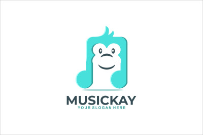 monkey face music icon vector template logo design