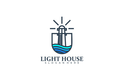 ocean lighthouse tower vector template logo design