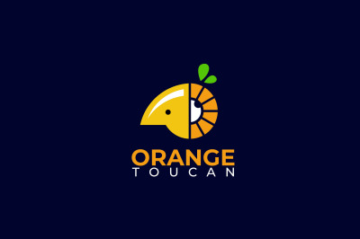orange fruit toucan bird vector template logo design