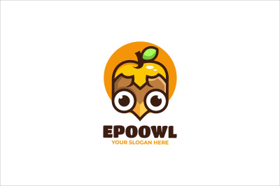 owl face apple vector template logo design