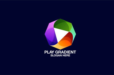 play gradient vector template logo design