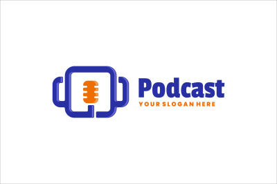 podcast vector template logo design