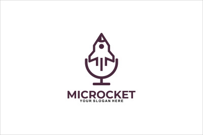 podcast mic rocket vector template logo design