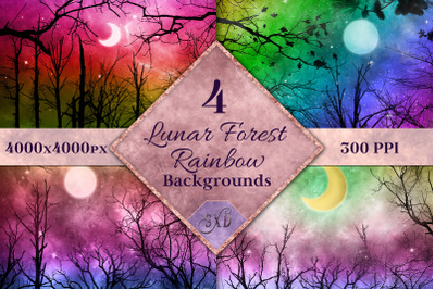 Lunar Forest Rainbow Backgrounds - 4 Images