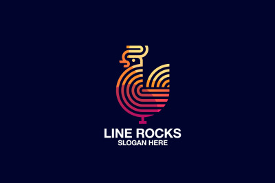 rooster lineart vector template logo design