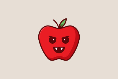 scary apple fruit vector template logo design