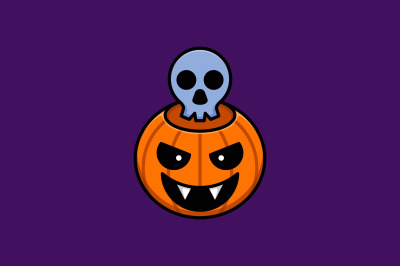 scary pumpkin skull vector template logo design