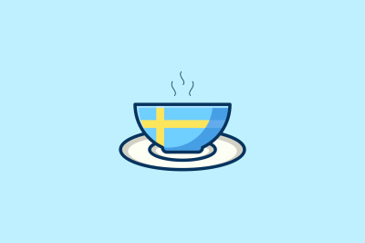 sweden flag tea cup vector template logo design
