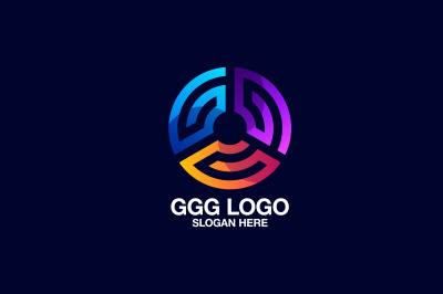 triple letter g vector template logo design