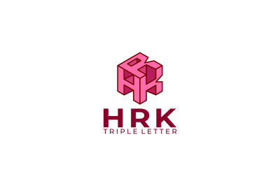 triple letter hrk vector template logo design