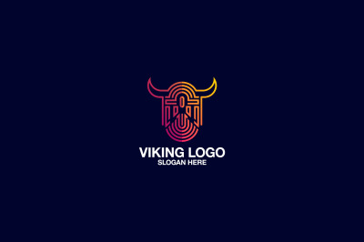 viking lineart vector template logo design