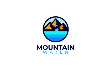 water and mountains vector template logo design