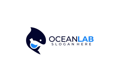 whale lab vector template logo design