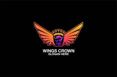 wings crown vector template logo design
