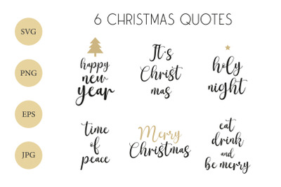 Set of 6 Christmas Quotes SVG, Christmas Bundle, Cricut Cut Files