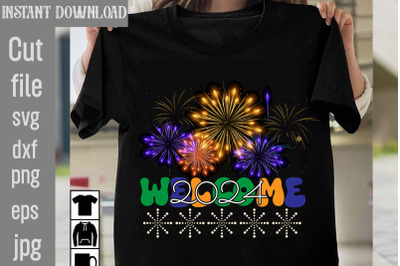 Welcome 2024 SVG cut file&2C;Happy New Year 2024 Png &2C; Disco Ball New Yea