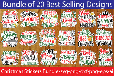 Christmas SVG Bundle ,Christmas Stickers,Christmas Stickers SVG cut fi