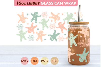 Pastel Gingerbread Men SVG PNG 16 oz Libbey Glass Can