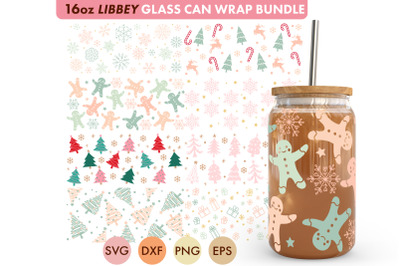 Christmas Pattern SVG Bundle PNG 16 oz Libbey Glass Can