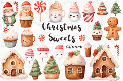 Watercolor Christmas Sweets Clipart