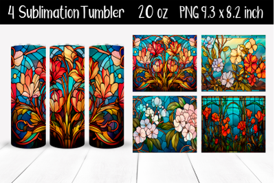 Set Stained glass Sublimation Tumbler Wrap 20 oz