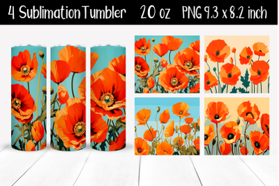 Set Poppies Sublimation Tumbler Wrap 20 oz