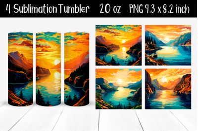 Set Landscape Sublimation Tumbler Wrap 20