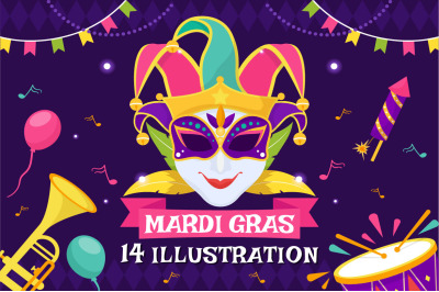 14 Mardi Gras Carnival Illustration