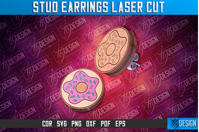 Donut Stud Earrings Laser Cut | Accessories Laser Cut SVG Design