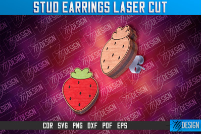 Strawberry Stud Earrings Laser Cut | Accessories Laser Cut SVG Design