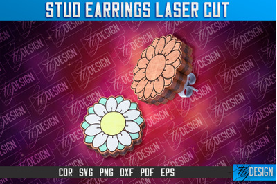Chamomile Stud Earrings Laser Cut | Accessories Laser Cut